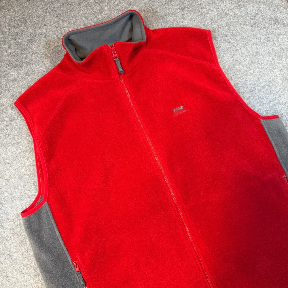 Helly Hansen Mens Red Grey Fleece Full Zip Vest PG 58222 Z XXL